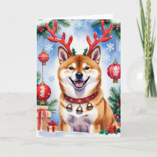 Shiba Inu Dog Christmas Greeting Card