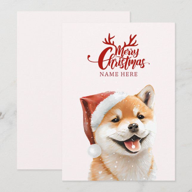 Shiba inu dog christmas  holiday card (Front/Back)
