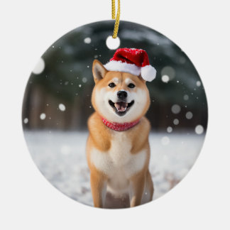 Shiba Inu Dog Christmas Keepsake Ceramic Tree Decoration