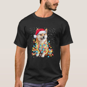 Shiba Inu Dog Christmas Lights Funny Pajama Puppy  T-Shirt