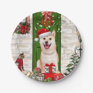 Shiba Inu Dog Christmas  Paper Plate