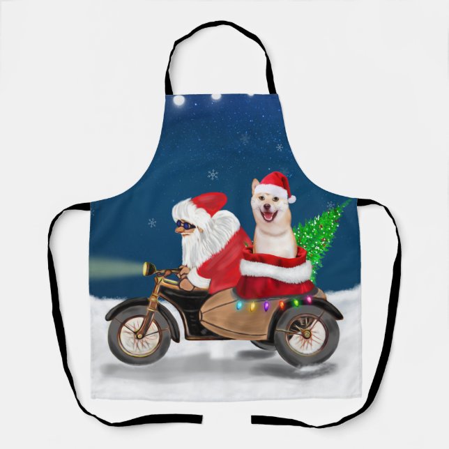 Shiba Inu Dog Christmas Santa Claus  Apron (Front)