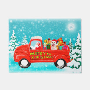 Shiba Inu Dog Christmas Santa Delivery Truck Doormat