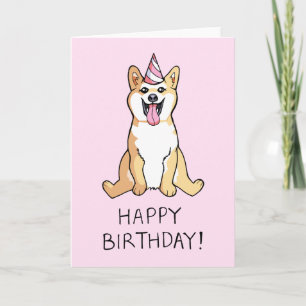 Shiba Inu Dog Drawing Happy Birthday Card