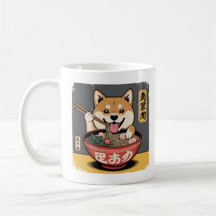 Shiba Inu Dog Eating Ramen  Coffee Mug