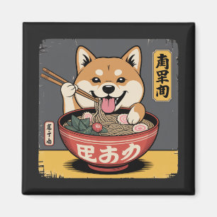 Shiba Inu Dog Eating Ramen Magnet