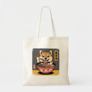 Shiba Inu Dog Eating Ramen  Tote Bag