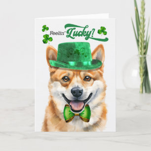 Shiba Inu Dog Feelin' Lucky St Patrick's Day Holiday Card