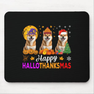 Shiba Inu Dog Halloween Christmas Hallothanksmas 1 Mouse Mat