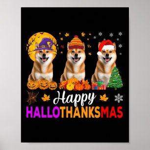 Shiba Inu Dog Halloween Christmas Hallothanksmas 1 Poster