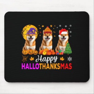 Shiba Inu Dog Halloween Christmas Hallothanksmas Mouse Mat