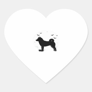 Shiba Inu Dog � Halloween Moon Silhouette Oversize Heart Sticker