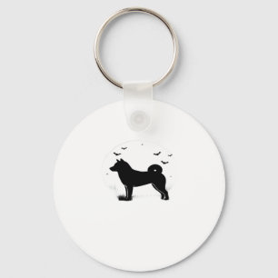 Shiba Inu Dog � Halloween Moon Silhouette Oversize Key Ring