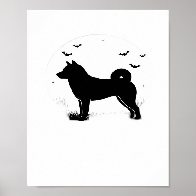 Shiba Inu Dog – Halloween Moon Silhouette Oversize Poster (Front)