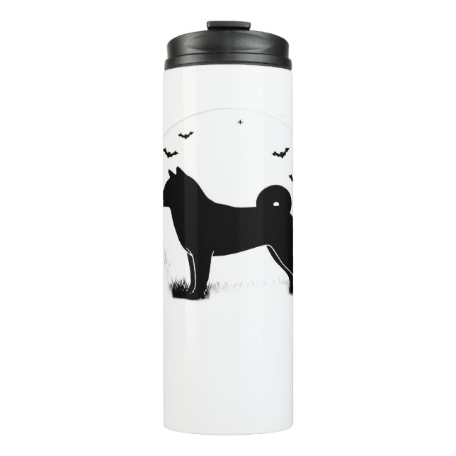 Shiba Inu Dog – Halloween Moon Silhouette Oversize Thermal Tumbler (Front)