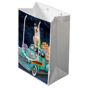 Shiba Inu Dog Halloween Truck Scary Night  Medium Gift Bag