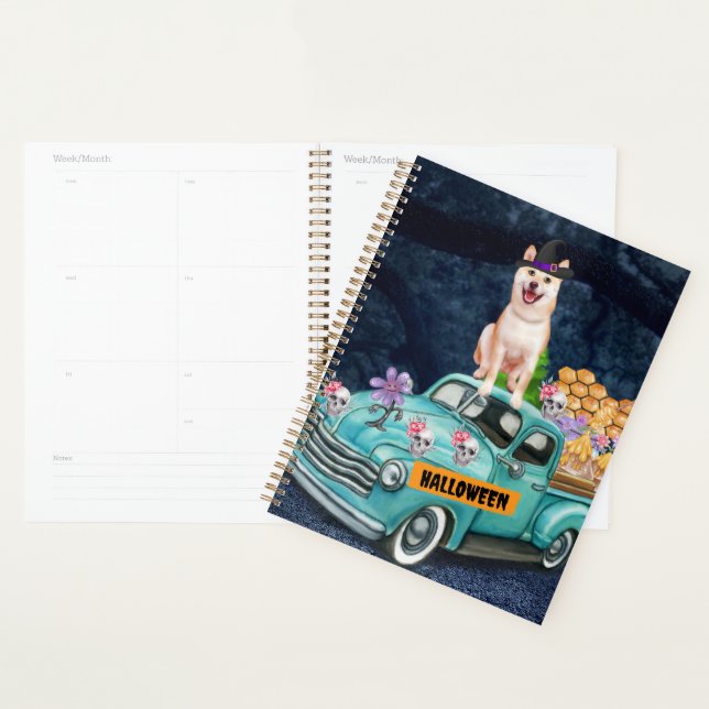 Shiba Inu Dog Halloween Truck Scary Night  Planner (Display)