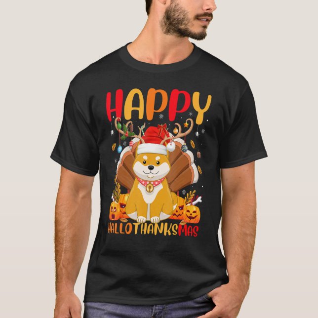 Shiba Inu Dog  Happy Shiba Inu Hellothanksmas T-Shirt (Front)