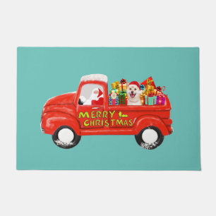 Shiba Inu Dog in Christmas Delivery Truck Doormat