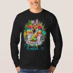 Shiba Inu Dog In Easter Eggs Basket Bunnies Happy T-Shirt
