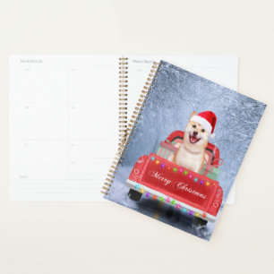Shiba Inu Dog in Snow sitting in Christmas Truck  Planner