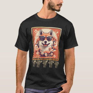 Shiba Inu Dog Japanese Cherry Blossom Sakura Flowe T-Shirt