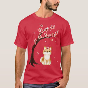 Shiba Inu Dog Japanese Cherry Blossom Sakura Flowe T-Shirt