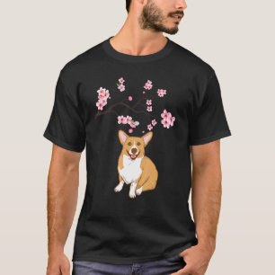 Shiba Inu Dog Japanese Cherry Blossom Sakura Flowe T-Shirt