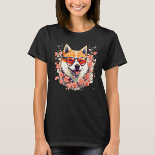 Shiba Inu Dog Japanese Cherry Blossom Sakura Flowe T-Shirt