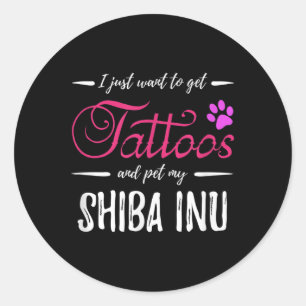 Shiba Inu Dog Lover Tattoo Funny Dog Mum Gift Idea Classic Round Sticker