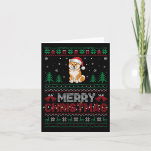 Shiba Inu Dog Lovers Santa Hat Christmas Tree Ligh Card