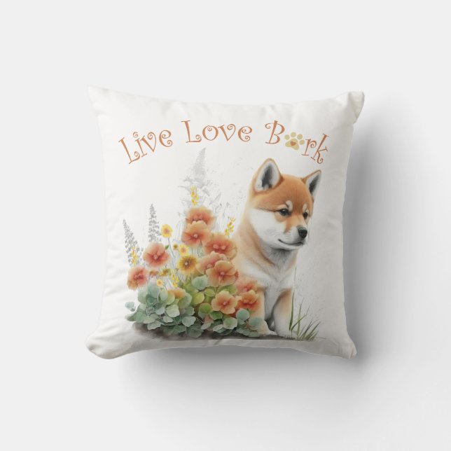 Shiba Inu Dog Mum Floral Cushion (Front)