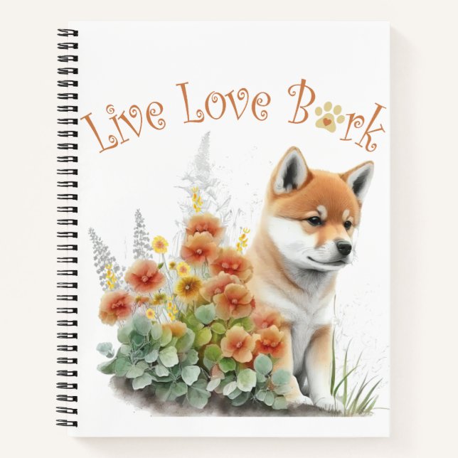 Shiba Inu Dog Mum Floral Notebook (Front)