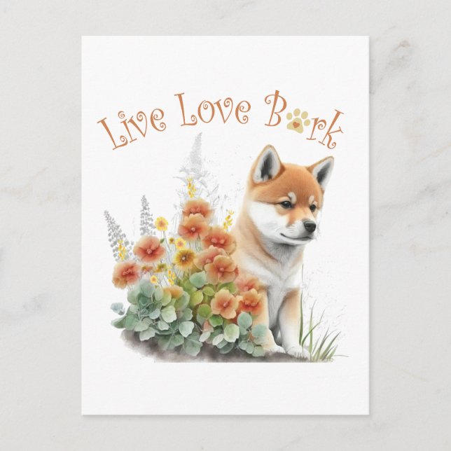 Shiba Inu Dog Mum Floral Postcard (Front)