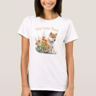 Shiba Inu Dog Mum Floral T-Shirt