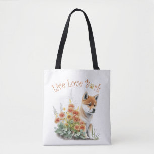 Shiba Inu Dog Mum Floral Tote Bag