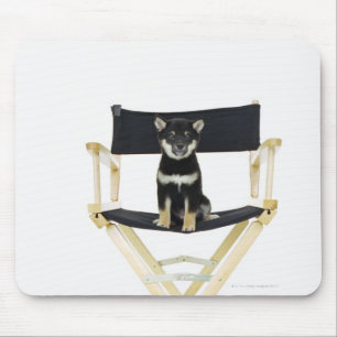 Shiba Inu dog on director's chair Mouse Mat