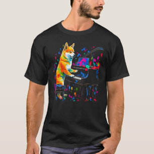 Shiba Inu Dog Pianist T-Shirt
