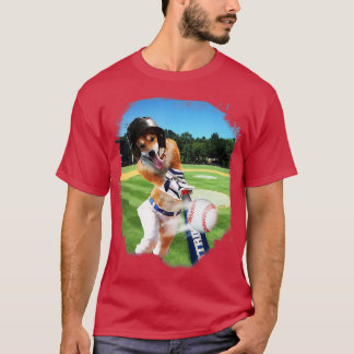 Shiba Inu Dog Playing Table Baseball T-Shirt