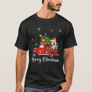 Shiba Inu Dog Riding Red Truck Christmas T-Shirt