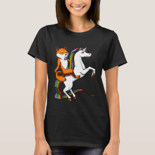 Shiba Inu Dog Riding Unicorn Funny Girls Boys Kids T-Shirt
