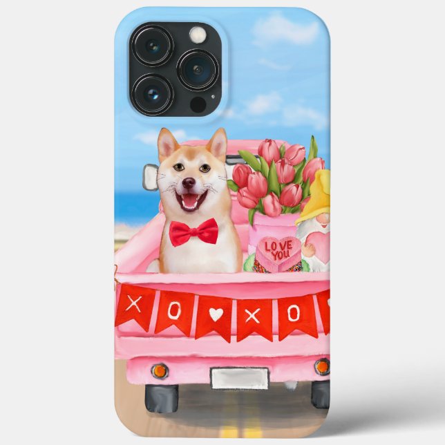 Shiba Inu Dog Valentine's Day Truck Hearts Case-Mate iPhone Case (Back)