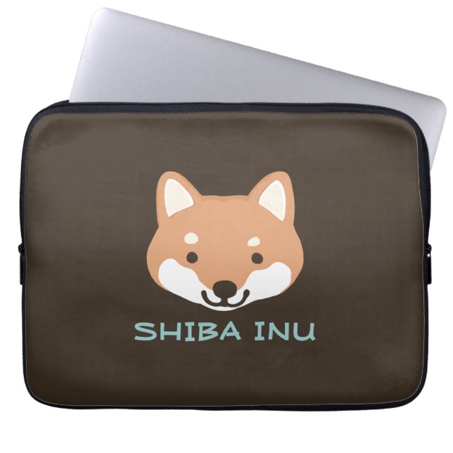 Shiba Inu Dog with Custom Text Laptop Sleeve (Front)