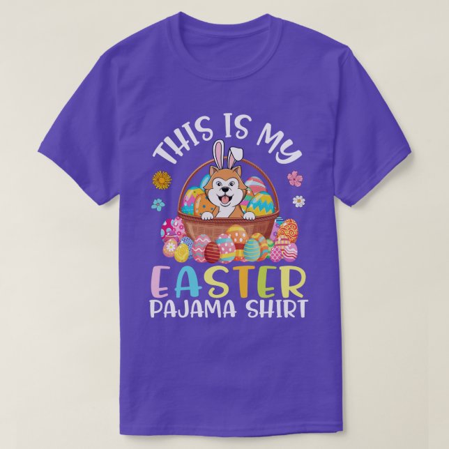 Shiba Inu Dog With Eggs Basket This Is My Easter P T-Shirt (Design Front)