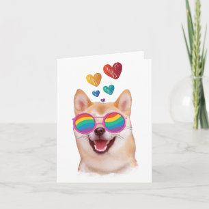 Shiba Inu Dog with Hearts Valentine's Day Card