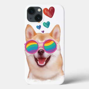 Shiba Inu Dog with Hearts Valentine's Day iPhone 13 Case