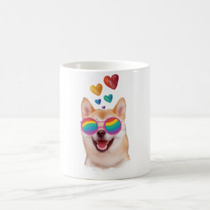 Shiba Inu Dog with Hearts Valentine's Day Coffee Mug