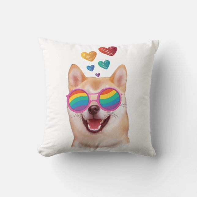 Shiba Inu Dog with Hearts Valentine's Day  Cushion (Front)