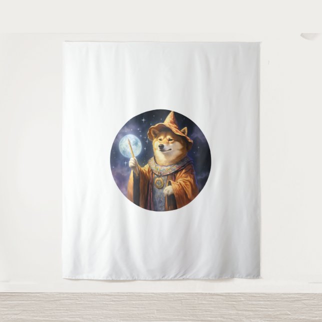 Shiba Inu Dog Wizard   Tapestry (Front)