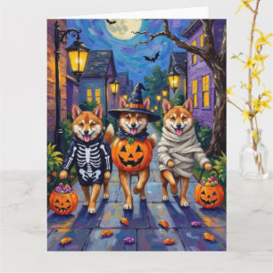Shiba Inu Dogs in Halloween Costumes Card